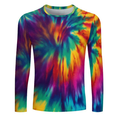 Colorful Abstract Tie Dye Print Long Sleeve T-shirt