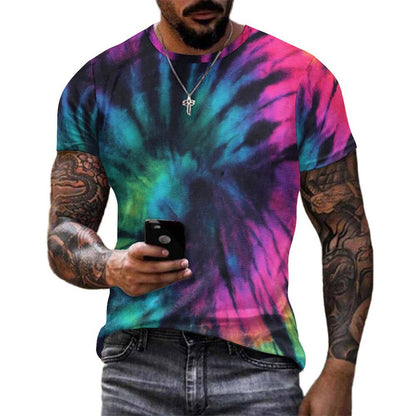 Dark Fluorescent Tie Dye Print T-Shirt