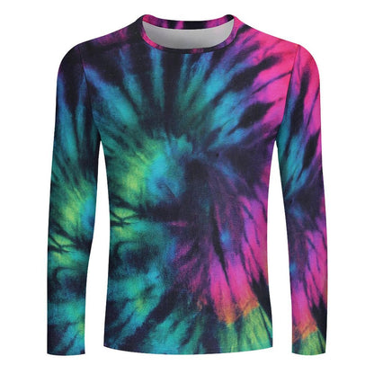 Dark Fluorecent Colorful Abstract Tie Dye Print Long Sleeve T-shirt