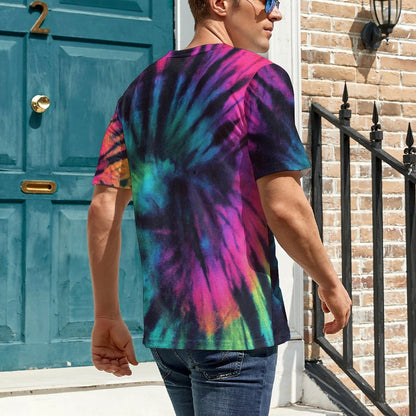 Dark Fluorescent Tie Dye Print T-Shirt