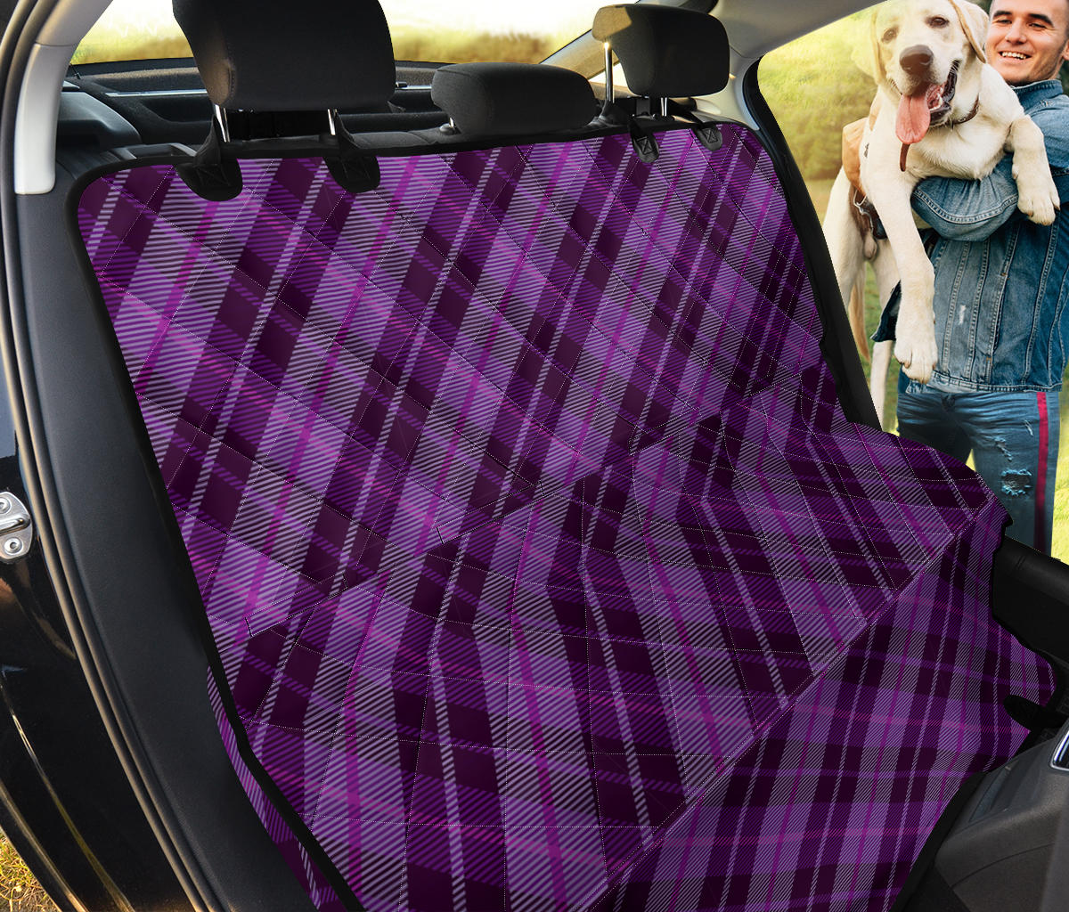 Purple Plaid Car Back Seat Pet Cover