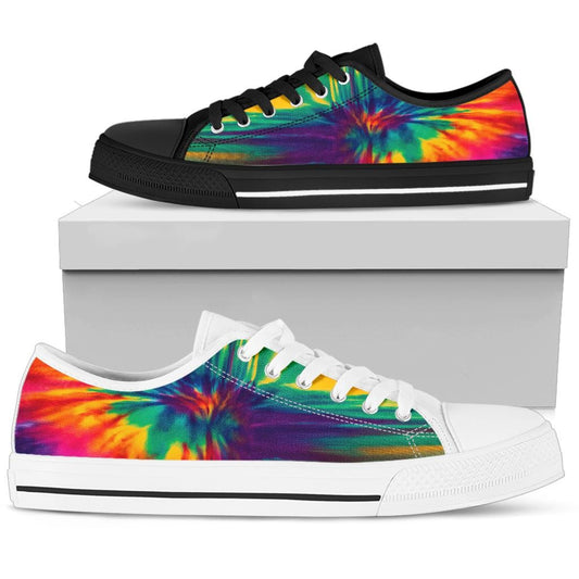 Colorful Abstract Tie Dye Print Low Top Shoes