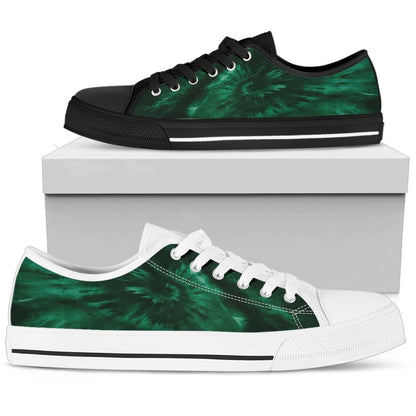 Green Tie Dye Print Low Top Shoes