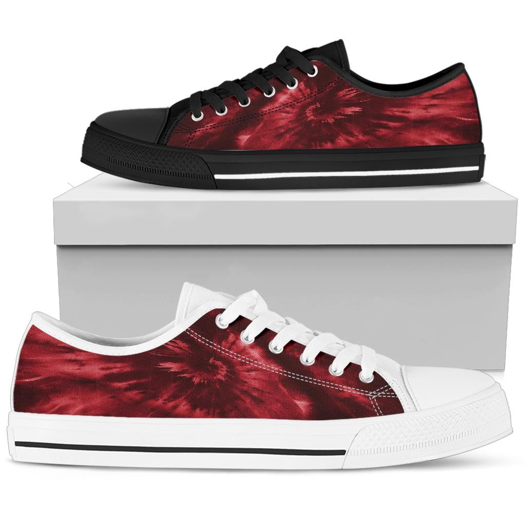 Red Tie Dye Print Low Top Shoes