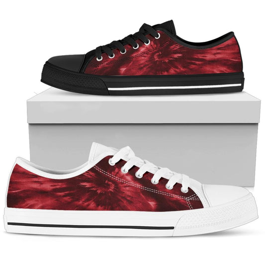 Red Tie Dye Print Low Top Shoes