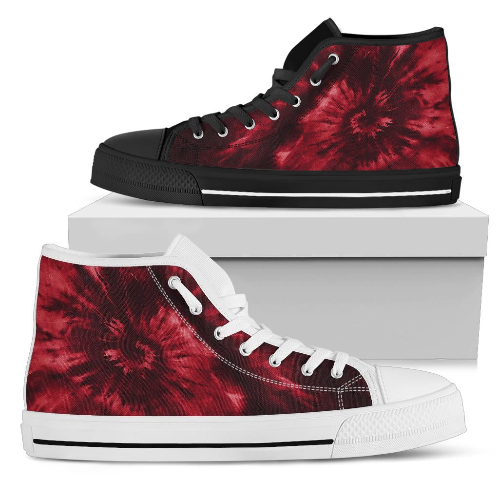 Red Tie Dye Print High Top Shoes