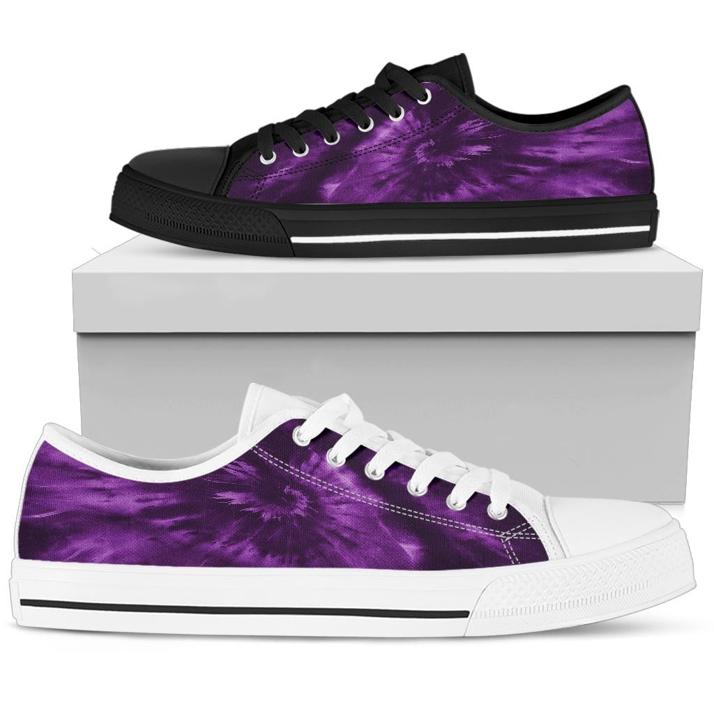 Purple Tie Dye Print Low Top Shoes
