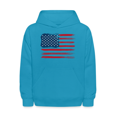 American Flag Hoodie - turquoise