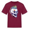 Punk Rockstar Skull Kids T-Shirt - burgundy