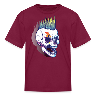 Punk Rockstar Skull Kids T-Shirt - burgundy