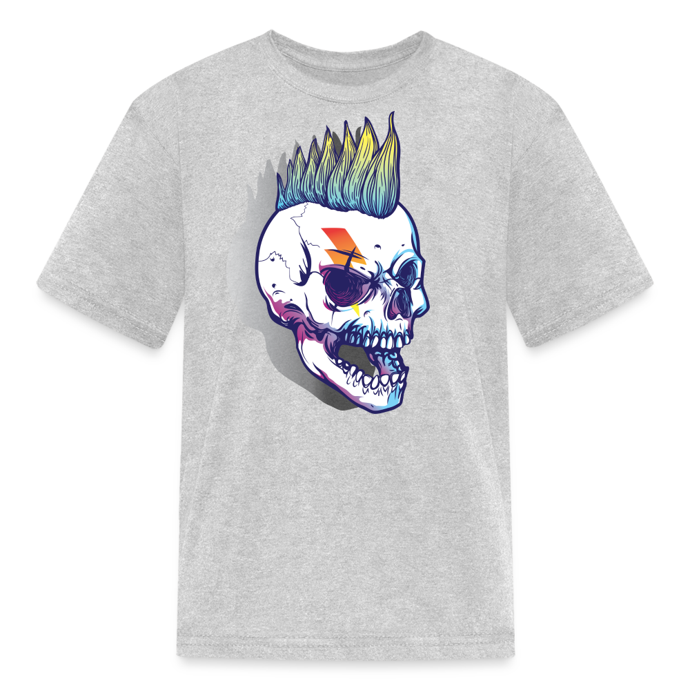 Punk Rockstar Skull Kids T-Shirt - heather gray