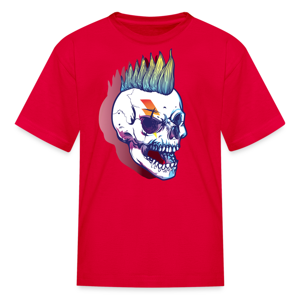 Punk Rockstar Skull Kids T-Shirt - red