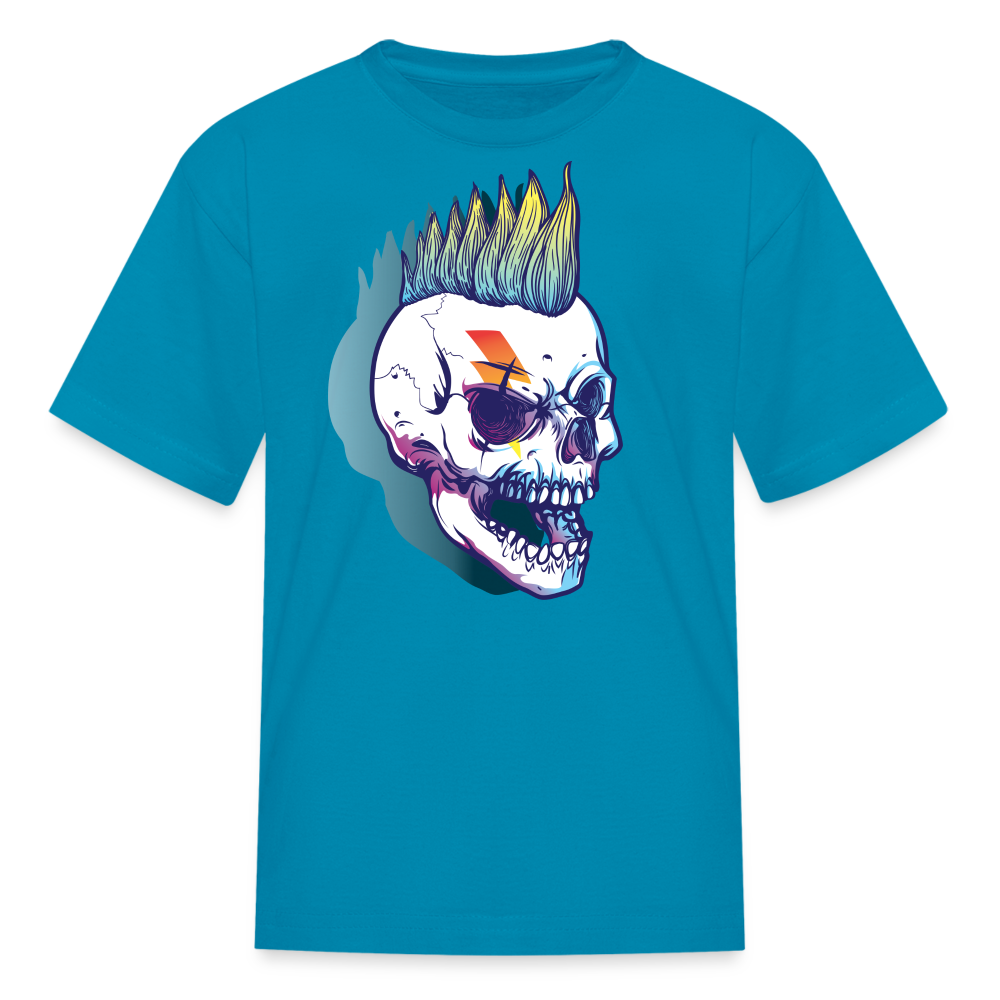 Punk Rockstar Skull Kids T-Shirt - turquoise