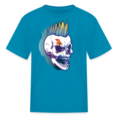 Punk Rockstar Skull Kids T-Shirt - turquoise