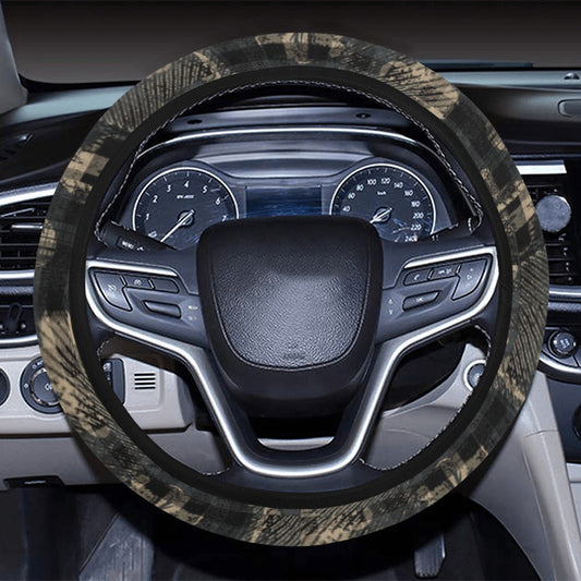 Vintage Floral-Plaid Steering Wheel Cover