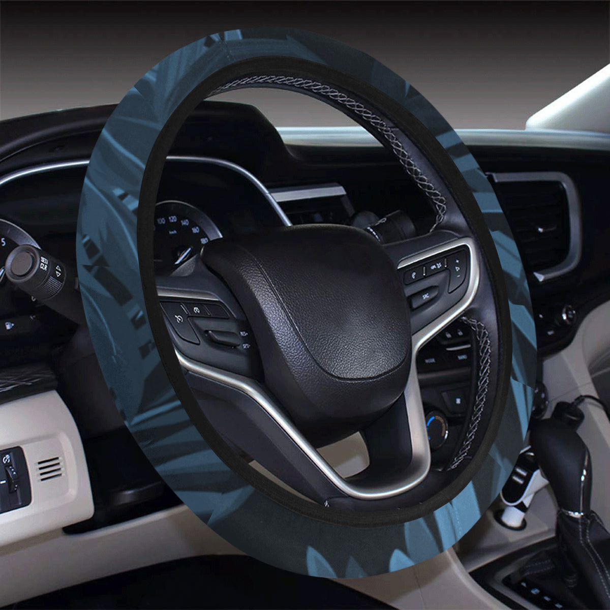 Dark Leaves Steering Wheel Cover