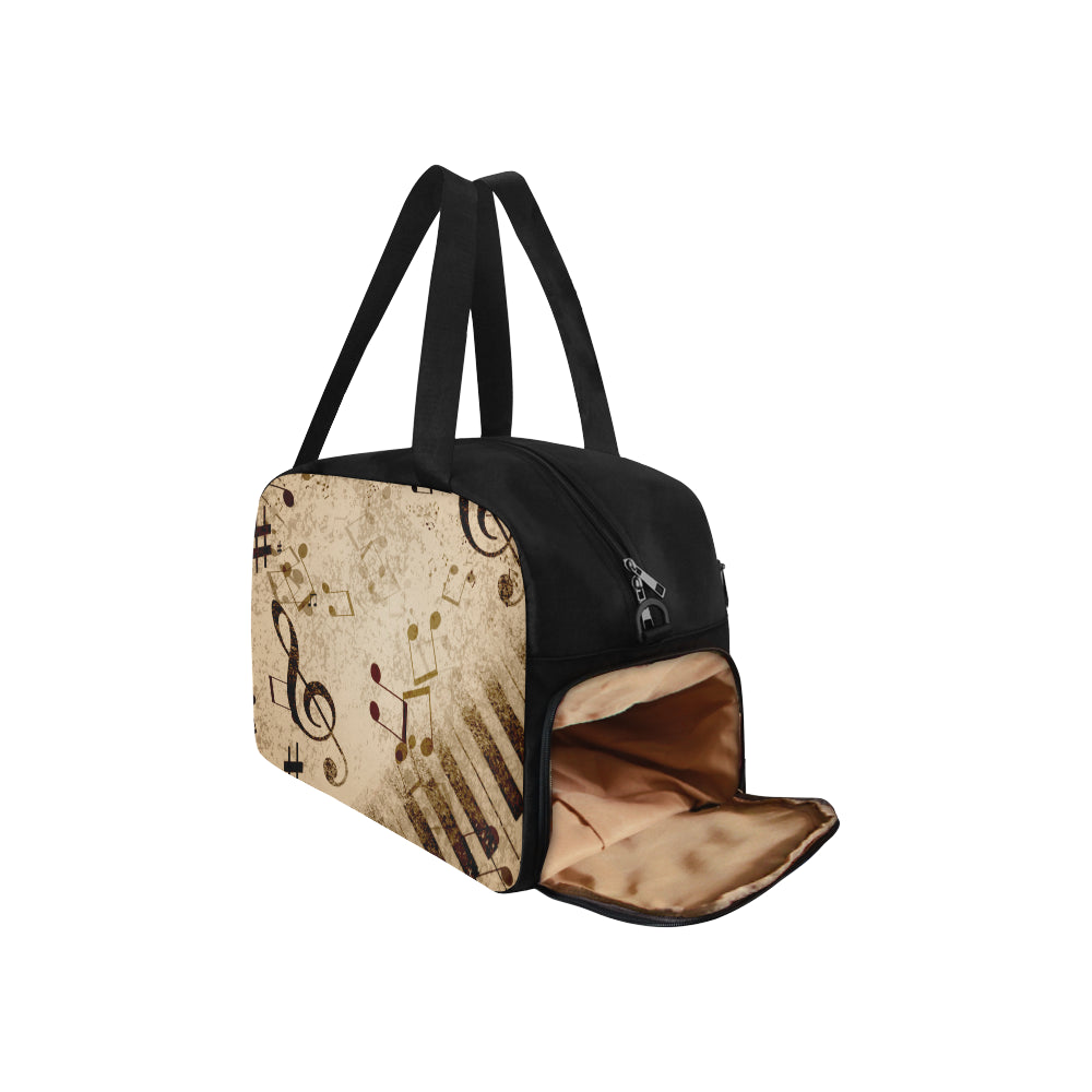 Vintage Piano & Musical Notes Fitness Bag Fitness