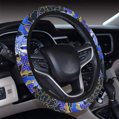 Blue Flowers Steering Wheel Cover