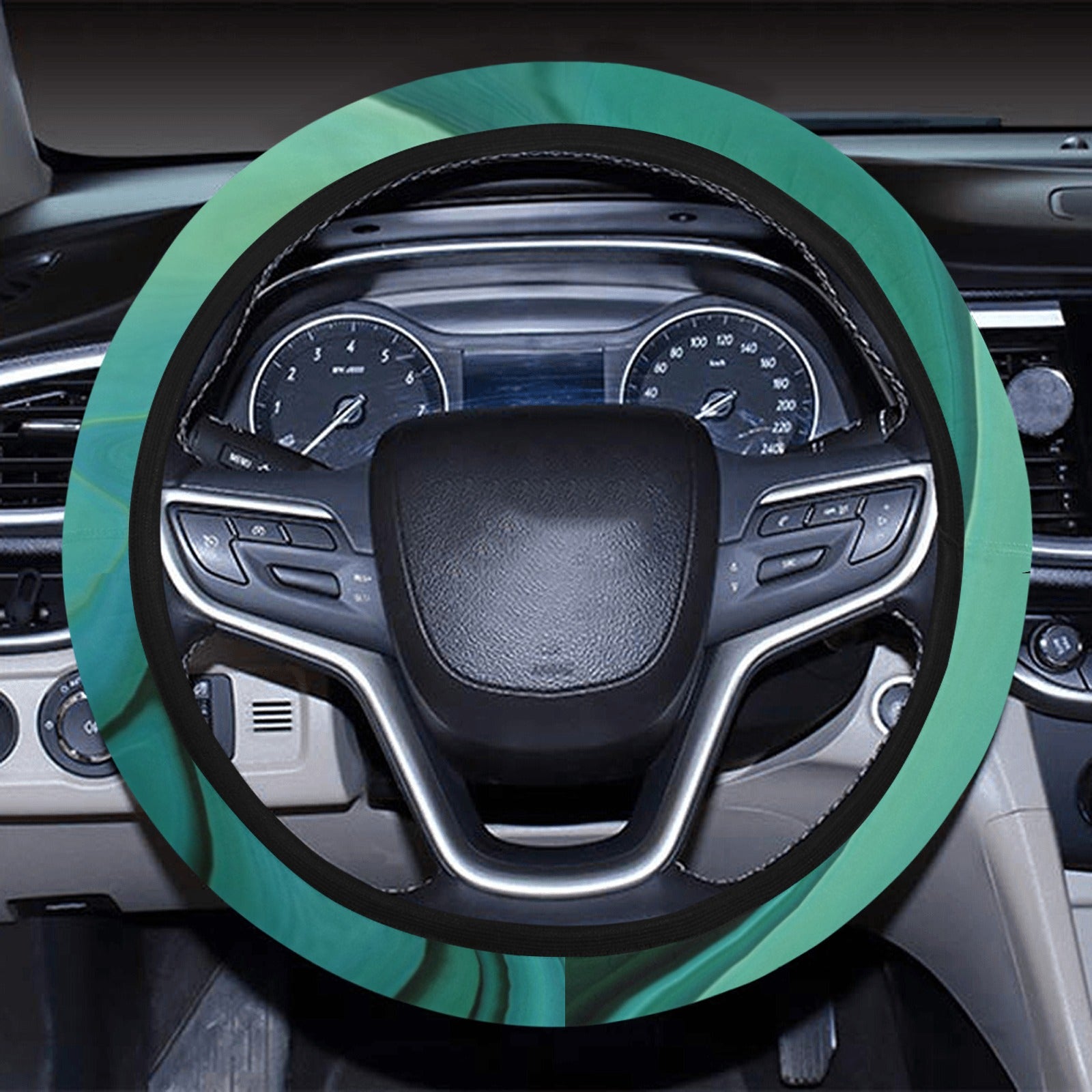 Green Marble Print Steering Wheel Cover