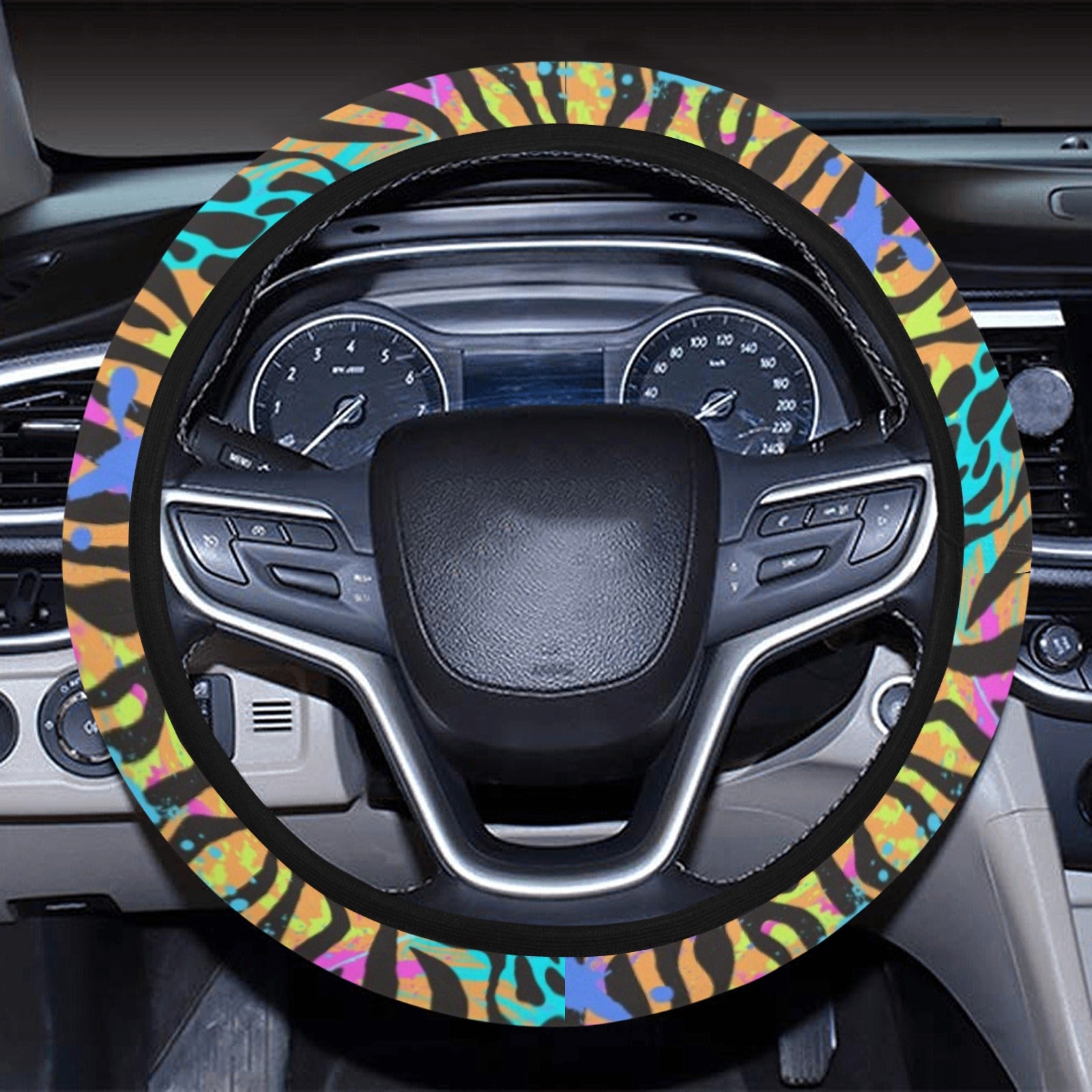 Colorful Abstract Animal Print Steering Wheel Cover