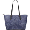 Blue Grey Decor Leather Tote Bag