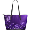 Purple Floral Leather Tote Bag