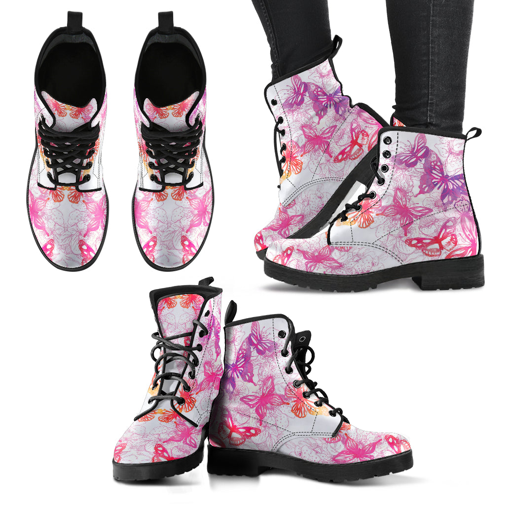 Pink Butterflies Womens Boots