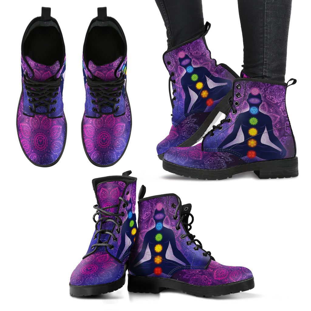 Purple Mandala Chakras Meditator Womens Boots