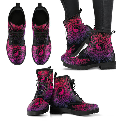 Pink & Purple Yin Yang Mandala Womens Boots