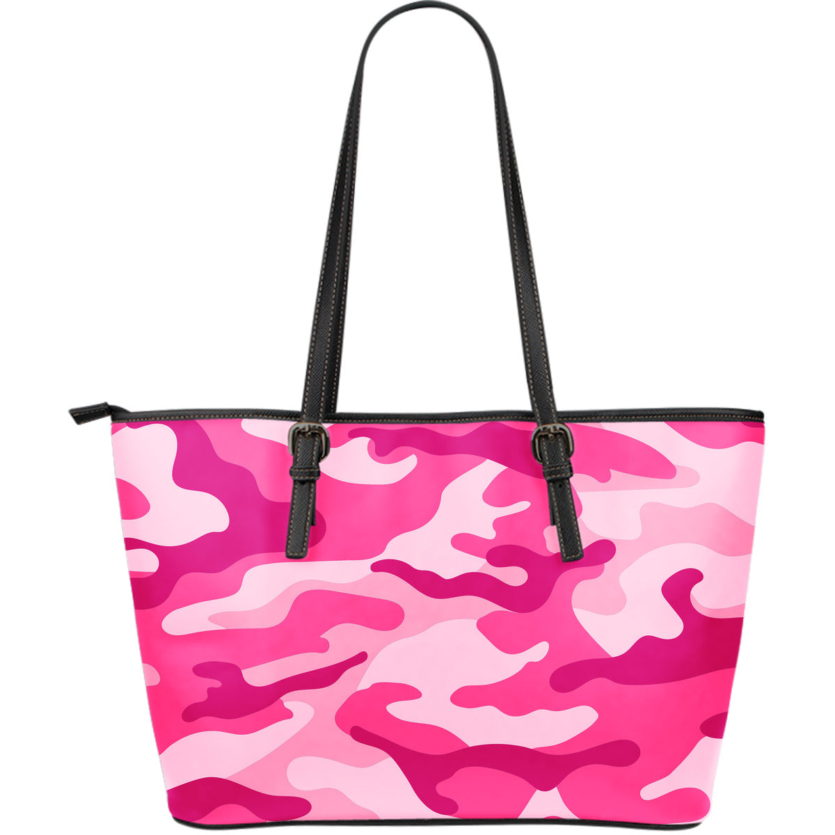 Pink Camouflage Leather Tote Bag