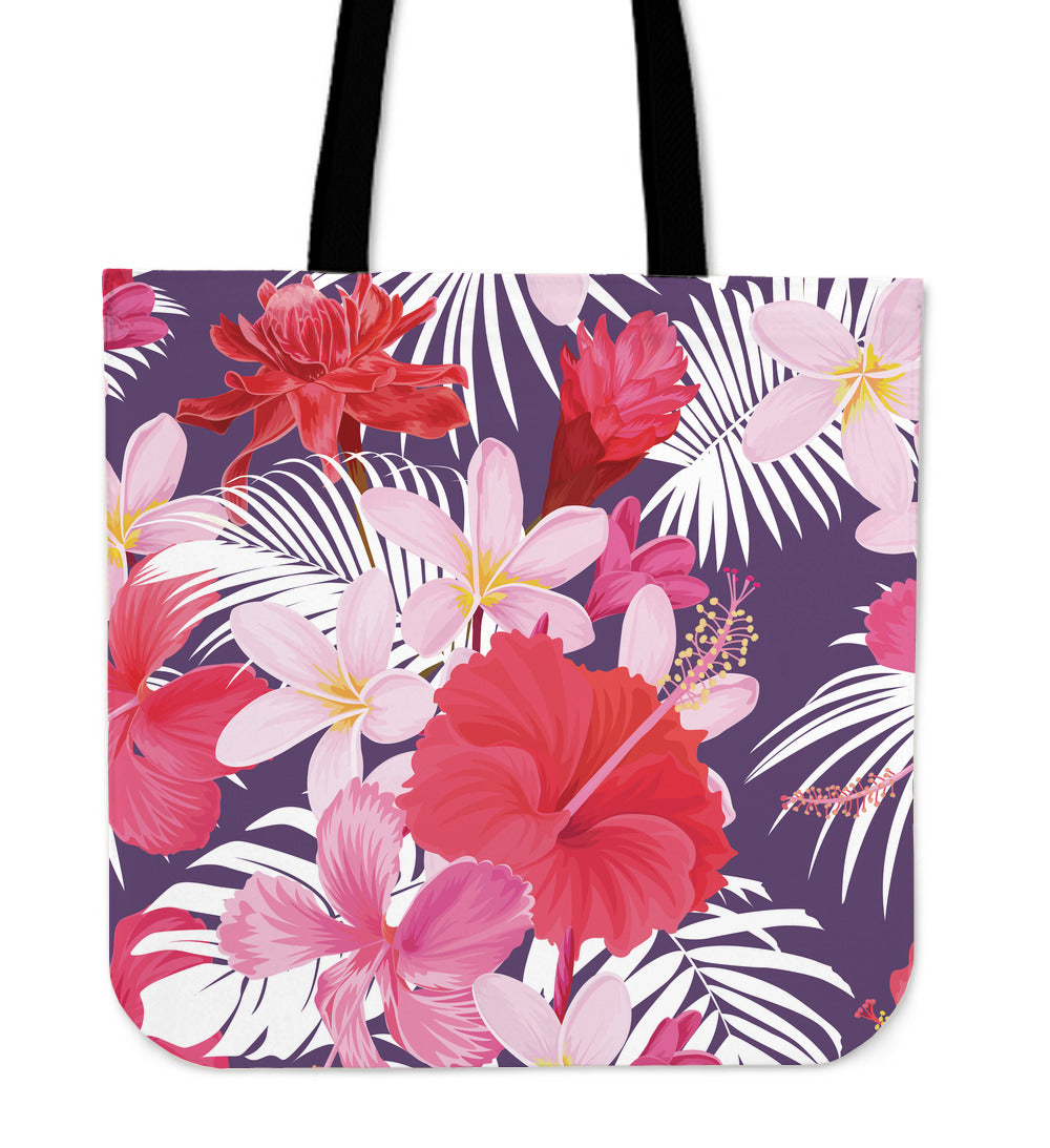 Pink Flowers Canvas Tote Bag