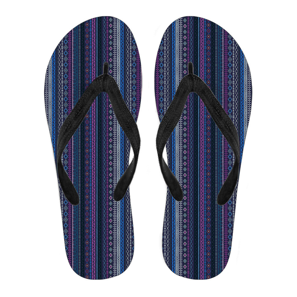 Purple Boho Stripes Decor Flip Flops