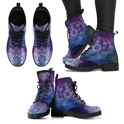 Purple Sun & Moon Mandala Womens Boots