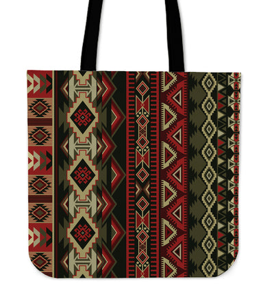 Red & Brown Boho Aztec Canvas Tote Bag