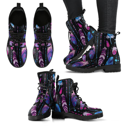 Pink & Purple Feathers Womens Boots