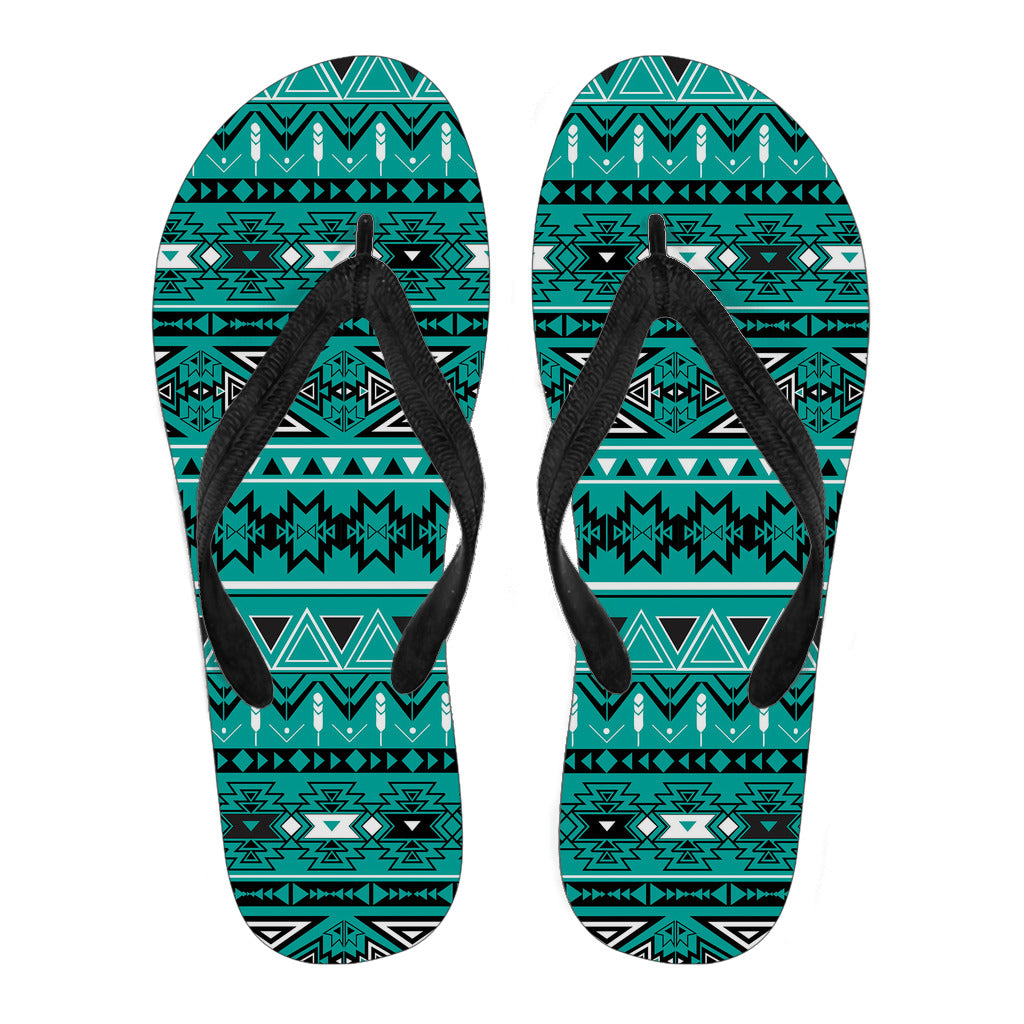 Teal Green Boho Chic Bohemian Aztec Flip Flops