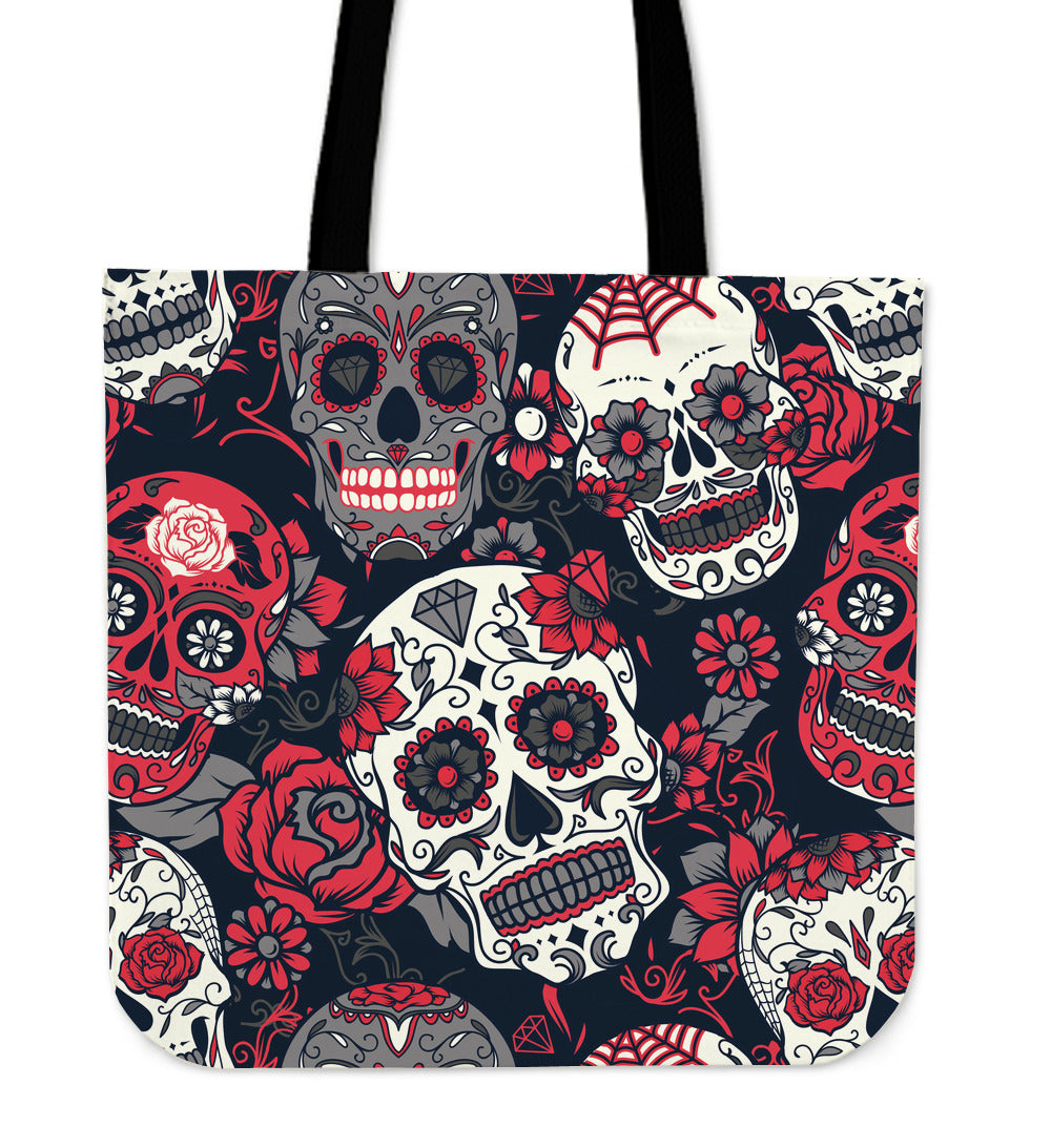 Sugar Skulls & Roses Canvas Tote Bag