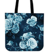 Navy Blue Roses Canvas Tote Bag