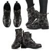 Dark Grey Floral Decor Womens Boots