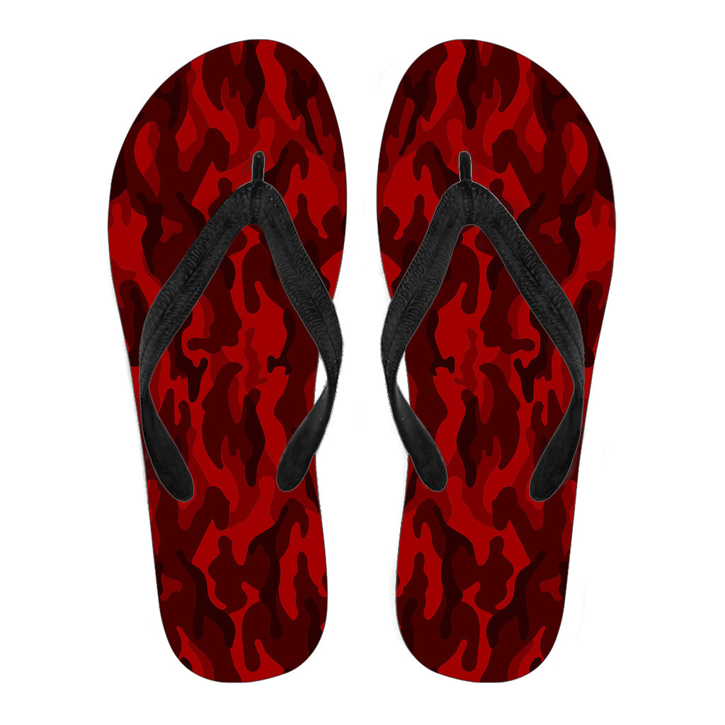 Dark Red Camouflage Flip Flops