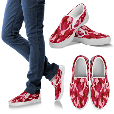 Red Camouflage Slip On Shoes