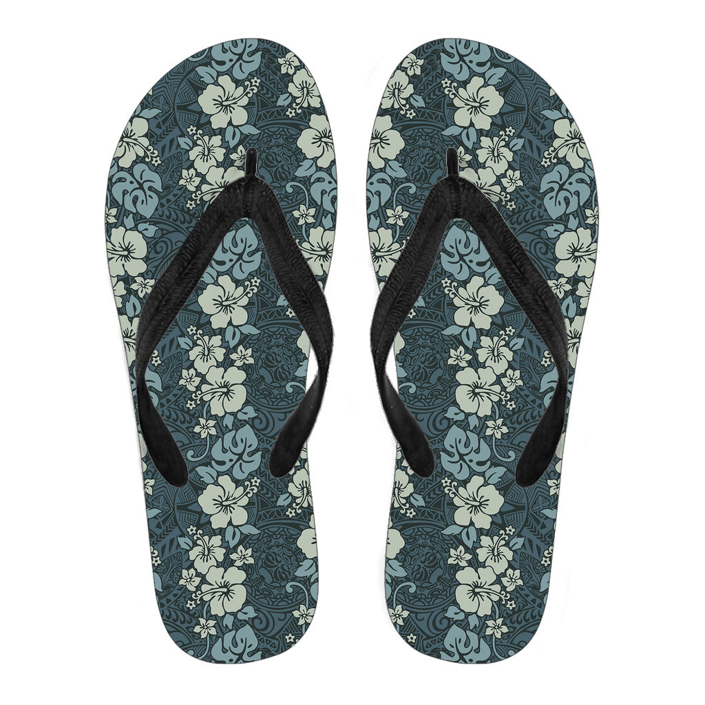 Floral Tribal Polynesian Flip Flops