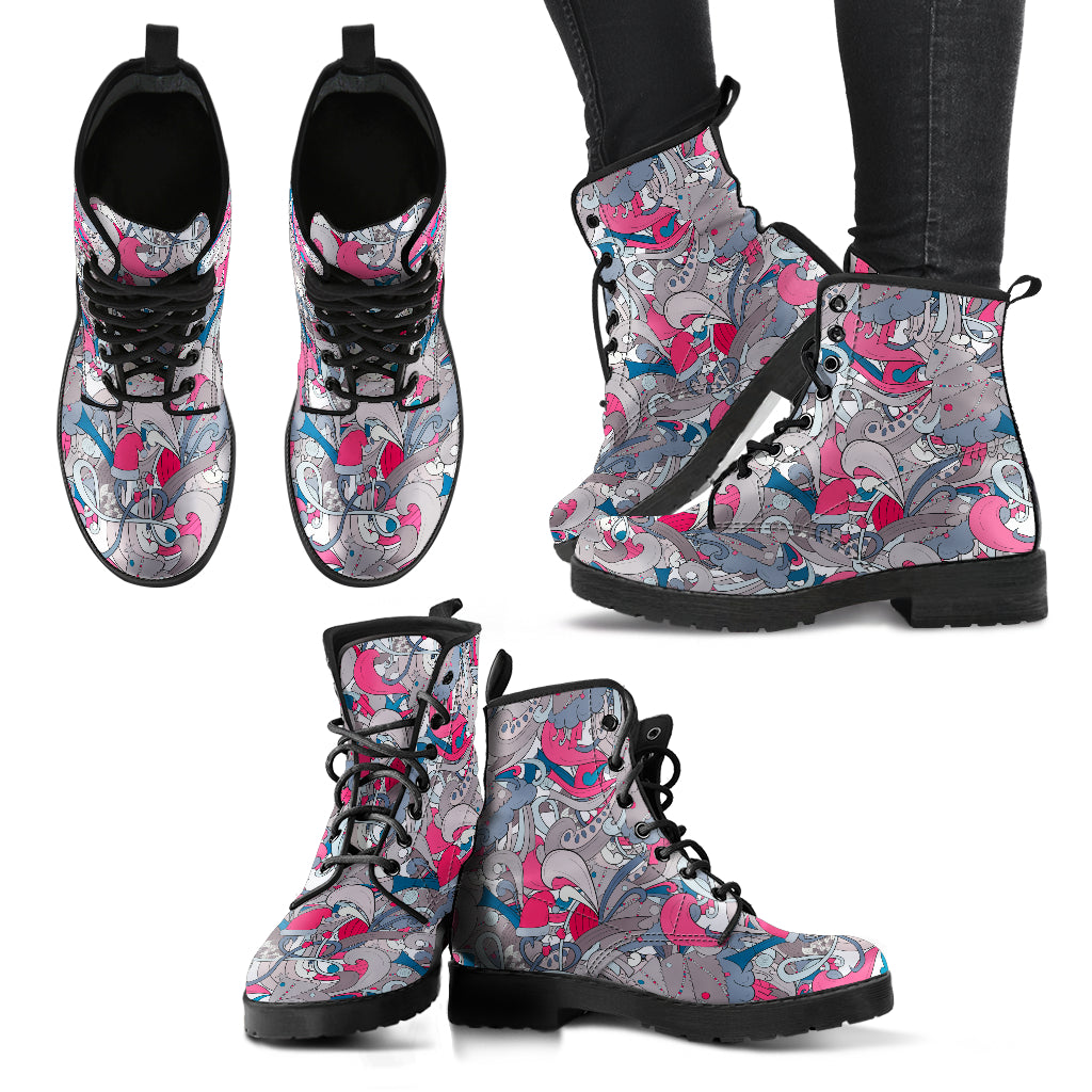 Pink Funky Abstract Womens Boots