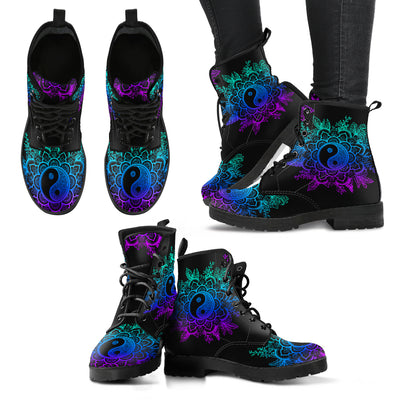 Purple Yin Yang Mandala Womens Boots