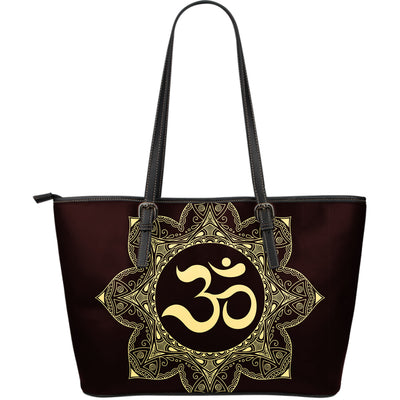Aum Mandala Leather Tote Bag