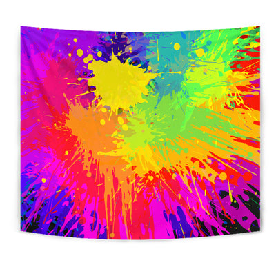 Colorful Paint Splatter Abstract Art Wall Tapestry