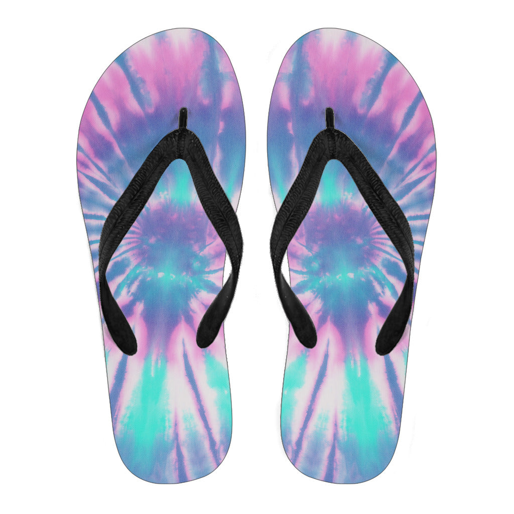 Pink & Blue Tie Dye Flip Flops