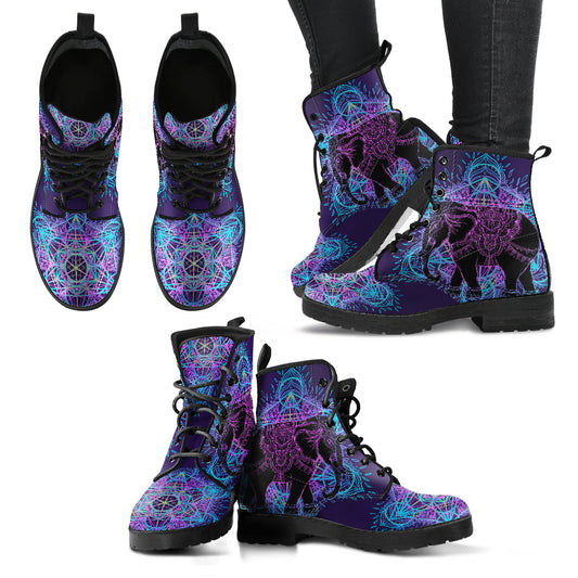 Purple Elephant Mandala Womens Boots