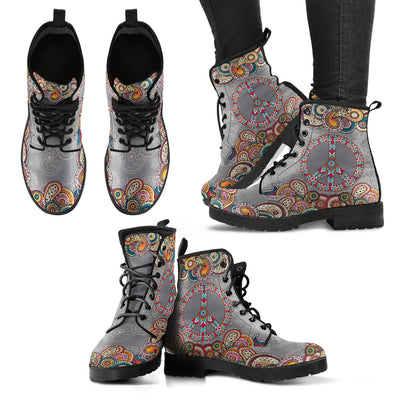 Grey Paisley Mandala Womens Boots
