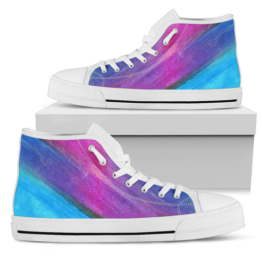 Blue & Purple Abstract Art High Top Shoes
